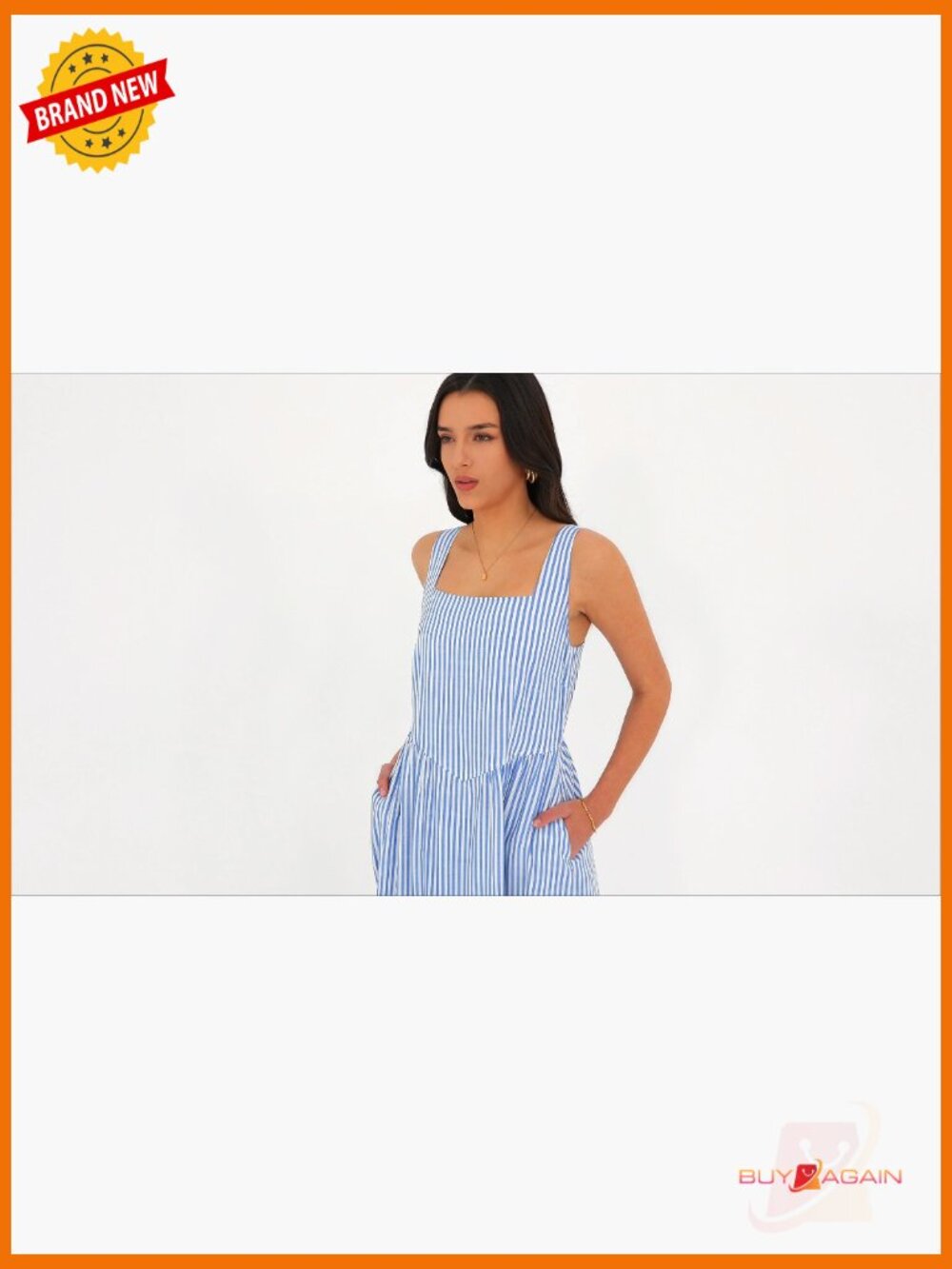 Maxi Dress Summer Striped Sundress Smocked A Line Long Flowy Beach Vacation - Picture 7 of 7